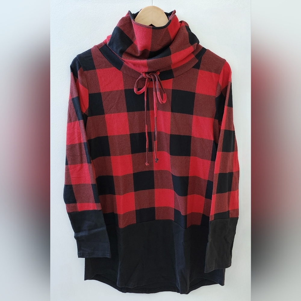 Red Buffalo Check Drawstring Pullover Top